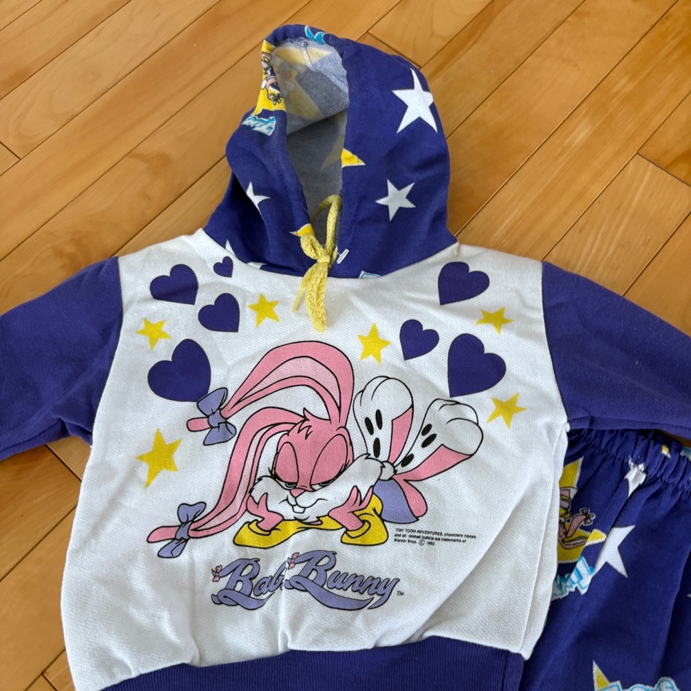Vintage 1993 90’s Looney Tunes Baby Tracksuit Babs Bunny Purple Tiny Toons 24m - Picture 4 of 12